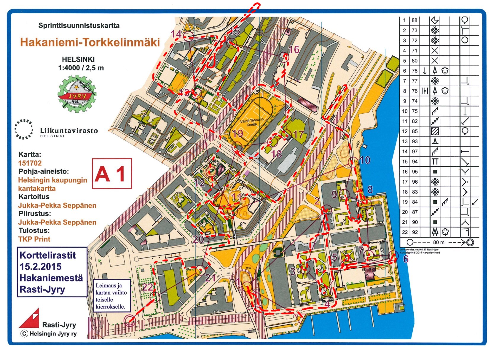 Kortterirastit Hakaniemi sprintti, pysu (15/02/2015)
